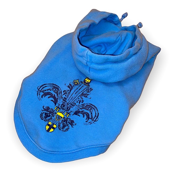 🦮 OLD NAVY Fleur-De-Lis Cotton Dog Hoodie Sweater - Picture 1 of 5